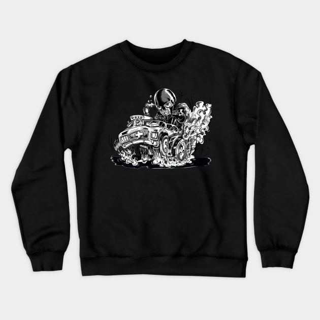 Ski Mask wearing Hot Rod Driving Riot Crewneck Sweatshirt by silentrob668